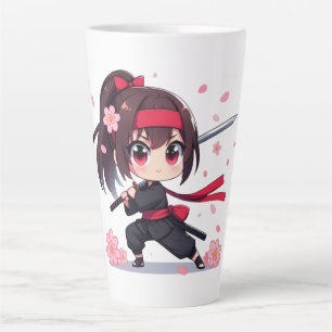 Caneca De Café Latte Ninja guerreira bonita floresce
