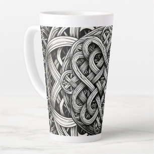 Caneca De Café Latte Nó celta preto e branco detalhado 0001