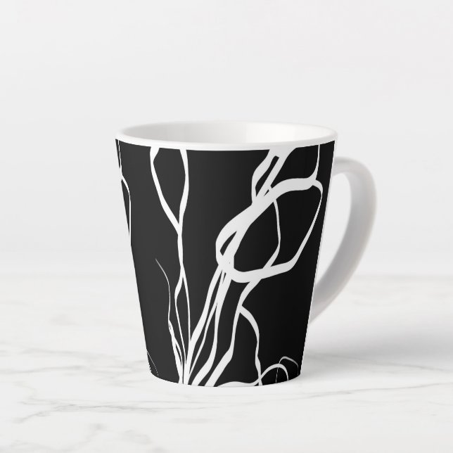 Caneca De Café Latte Nó do buquê: Abstrato preto e branco (Ângulo direito)