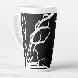 Caneca De Café Latte Nó do buquê: Abstrato preto e branco