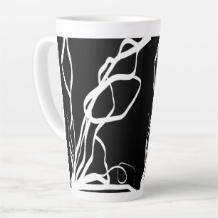 Caneca De Café Latte Nó do buquê: Abstrato preto e branco