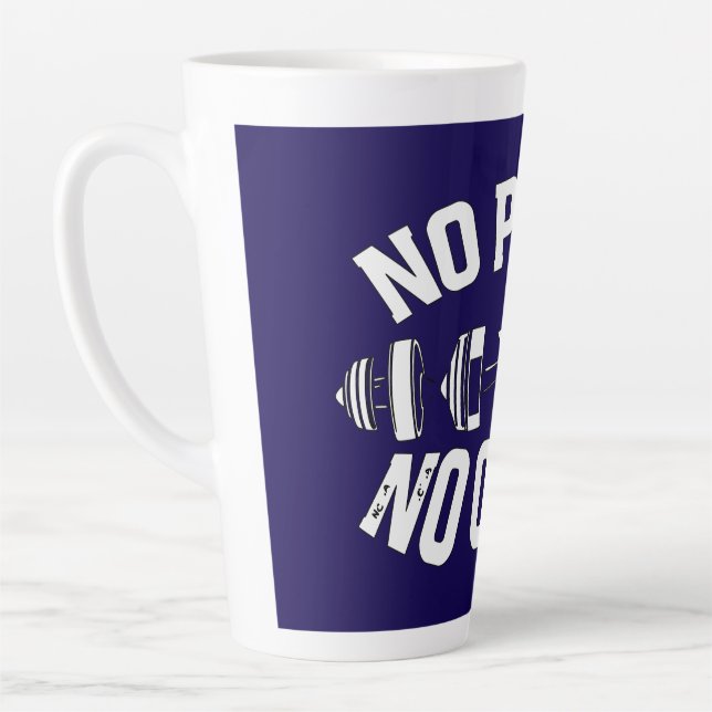 Caneca De Café Latte No Pain No Gain Workout Barbell (Esquerda)