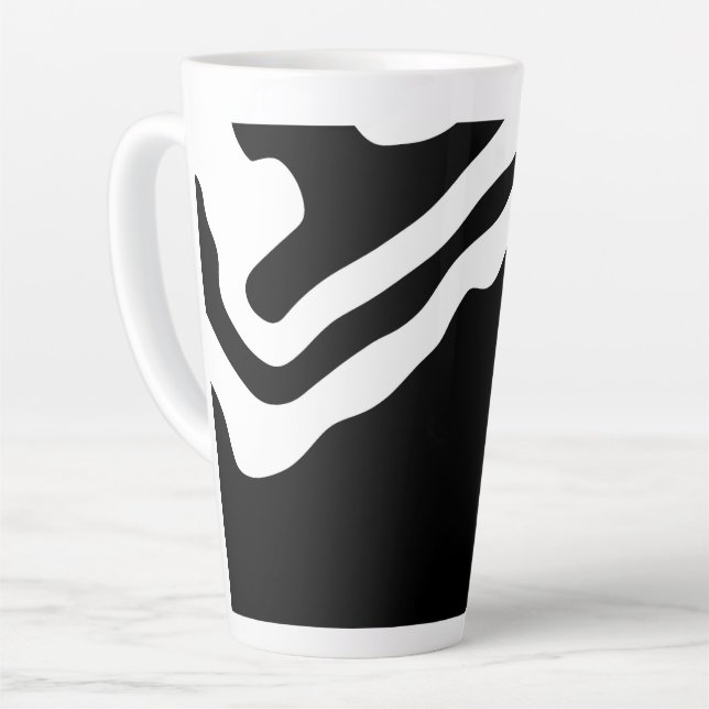 Caneca De Café Latte No Profundo: Abstrato preto e branco (Ângulo esquerdo)