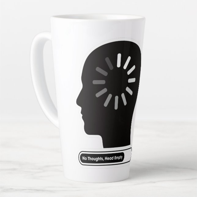 Caneca De Café Latte No Thoughts Head Empty Minimalist Head (Ângulo esquerdo)