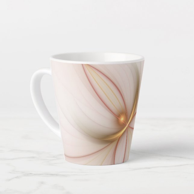 Caneca De Café Latte Nobre Arte Fractal De Cobre E Dourada Abstrato mod (Ângulo esquerdo)