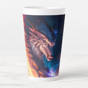 Caneca De Café Latte Noite de Fogo na Paisagem do Dragão
