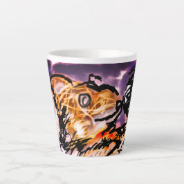 Caneca De Café Latte Noite de lobo sozinho