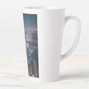 Caneca De Café Latte Noite – Deslumbrantes Luzes da Cidade e Paisagem U