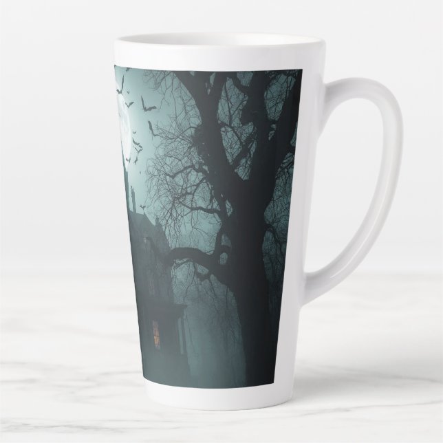 Caneca De Café Latte Noite Spooky com Jack-o-Lanternas (Direita)