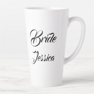 Caneca De Café Latte Noiva Black Elegant Script Gifts Na moda Casamento