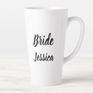 Caneca De Café Latte Noiva Black Elegant Script Gifts Na moda Casamento