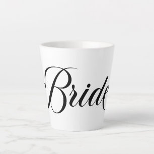 Caneca De Café Latte Noiva com Letra Elegante Preta