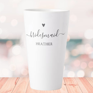Caneca De Café Latte Noiva Dama de Honra Letra Caligrafia Simples e Ele