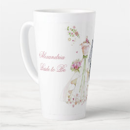 Caneca De Café Latte Noiva personalizada do chuveiro da noiva & vestido