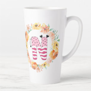 Caneca De Café Latte Nome Alfabeto "N"