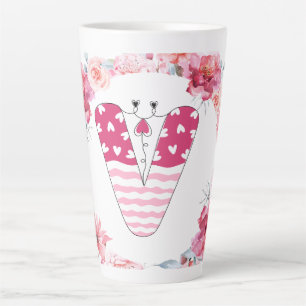 Caneca De Café Latte Nome Alfabeto V