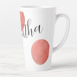 Caneca De Café Latte Nome Bolinhas de Aquarela Dourada de Rosa Grande G