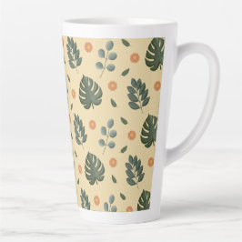 Caneca De Café Latte Nome Botânico Personalizado Creme e Verde Salvia