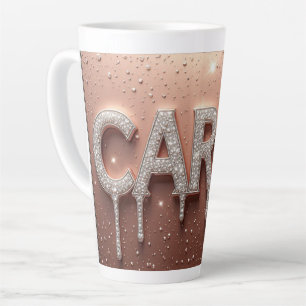 Caneca De Café Latte Nome Carol em Ouro Pingando