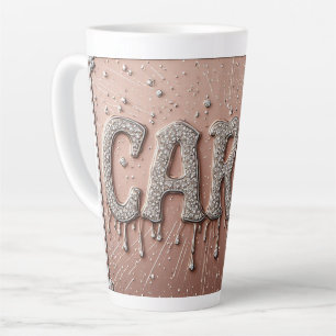 Caneca De Café Latte Nome Carol em Ouro Pingando