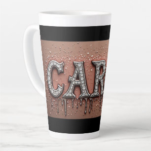 Caneca De Café Latte Nome Carol em Ouro Pingando