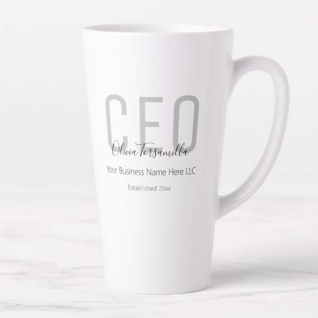 Caneca De Café Latte Nome Cinza Black CEO Latte Mug (Direita)