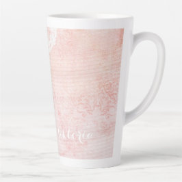Caneca De Café Latte Nome Da Caligrafia Rosa abstrato No Padrão