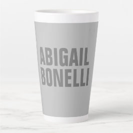 Caneca De Café Latte Nome da cinza moderna minimalista e ousada profiss