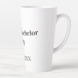 Caneca De Café Latte Nome da festa de despedida de solteiro data simple