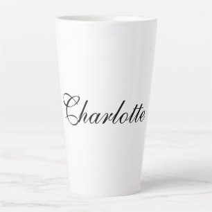 Caneca De Café Latte Nome de Adição Profissional Elegante Preto Simples