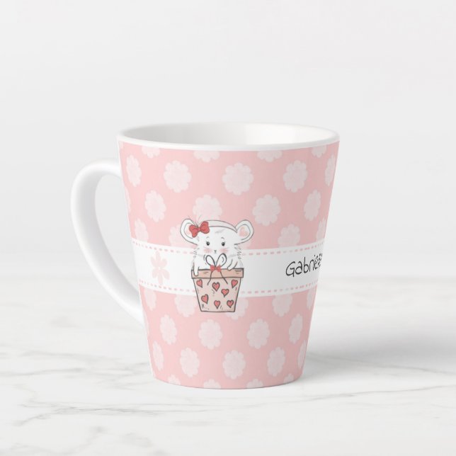 Caneca De Café Latte Nome de Hamster de Menina Bonita (Ângulo esquerdo)