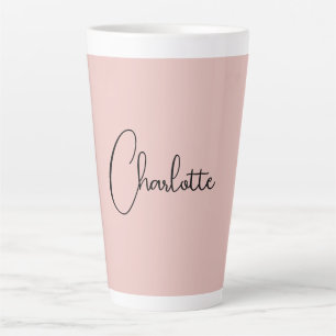 Caneca De Café Latte Nome de Script de Caligração Minimalista Dourado