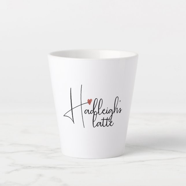 Caneca De Café Latte Nome de Script Manuscrito Personalizado (Frente)