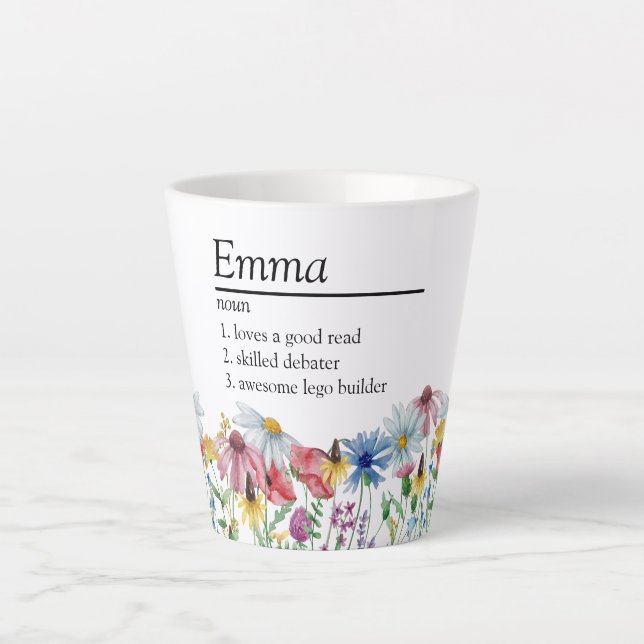 Caneca De Café Latte Nome Definição País Russo Bacia de Flores Selvagen (Frente)