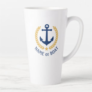 Caneca De Café Latte Nome do barco Estilo Dourado Ancoragem Náutica La