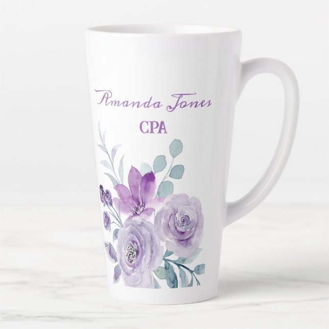 Caneca De Café Latte Nome do Cliente CPA Contador Rosa (Direita)