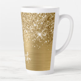 Caneca De Café Latte Nome do Glam Dourado com Espumante