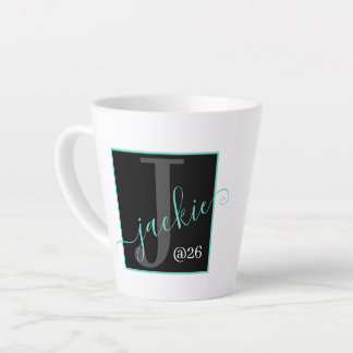 Caneca De Café Latte Nome do Script Monograma Personalizado Latte Mug 
