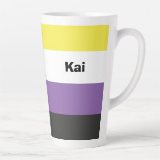 Caneca De Café Latte Nome do Sinalizador do Orgulho Não Binário ou Mono