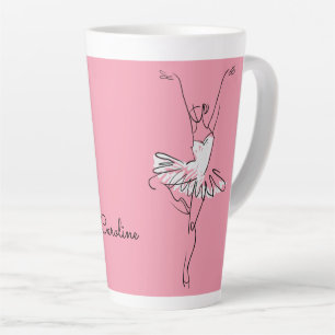 Caneca De Café Latte Nome e cor personalizados da Ballerina