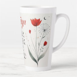Caneca De Café Latte Nome e Slogan Editáveis das Flores Minimalistas