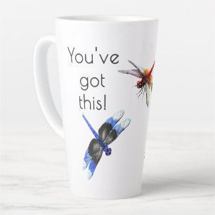 Caneca De Café Latte Nome, Estiloso 'Você consegue!' Libélula Grande