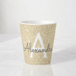 Caneca De Café Latte Nome & Inicial do Monograma da Glitter Sparkle Dou<br><div class="desc">Luxo Dourado Sparkle Glitter Girly Chic Monogramme Name e Latte Inicial ou Tea Mug. A caneca monograma faz o Chá de panela perfeito,  a Festa de solteira,  o doce 16 de aniversário ou o presente de Natal para alguém que ama ouro rosa.</div>