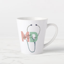 Caneca De Café Latte Nome MD do Médico Retro Personalizado