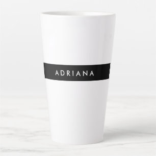 Caneca De Café Latte Nome minimalista branco preto simples