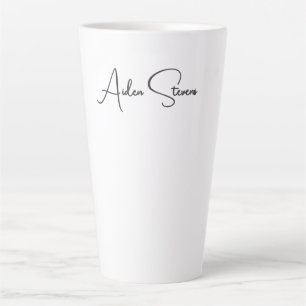 Caneca De Café Latte Nome Minimalista Simples e Elegante Preto e Branco