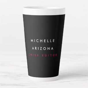 Caneca De Café Latte Nome Moderno do Black Red Professional Minimalista
