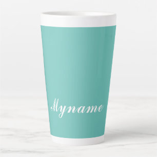 Caneca De Café Latte Nome Moderno Minimalista Chic Tendência Turquesa C