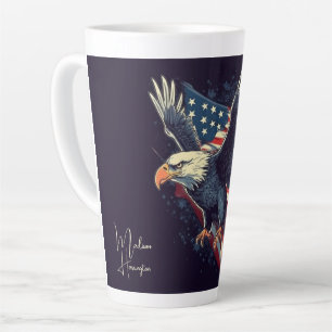 Caneca De Café Latte Nome Personalizado Águia Americana