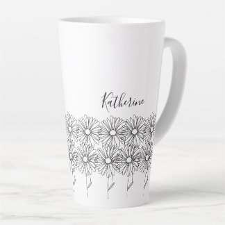 Caneca De Café Latte Nome personalizado April daisy Birth Flower